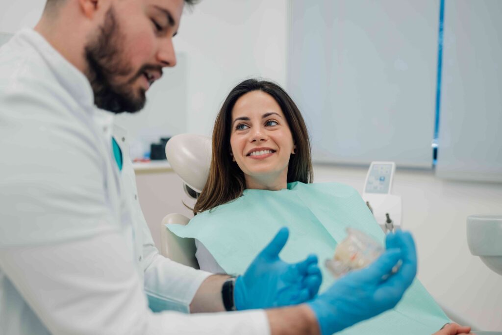 Woman smiling at the dentist